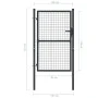 Gartengittertor aus grau verzinktem Stahl, 100 x 175 cm von vidaXL, Gartentore - Ref: Foro24-145772, Preis: 156,01 €, Rabatt: %