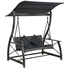 3-seater garden swing swing and gray synthetic rattan awning by vidaXL, Garden rockers - Ref: Foro24-49229, Price: 328,18 €, ...