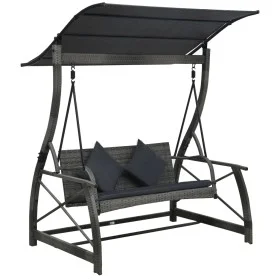 3-seater garden swing swing and gray synthetic rattan awning by vidaXL, Garden rockers - Ref: Foro24-49229, Price: 322,77 €, ...
