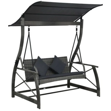 3-seater garden swing swing and gray synthetic rattan awning by vidaXL, Garden rockers - Ref: Foro24-49229, Price: 322,77 €, ...