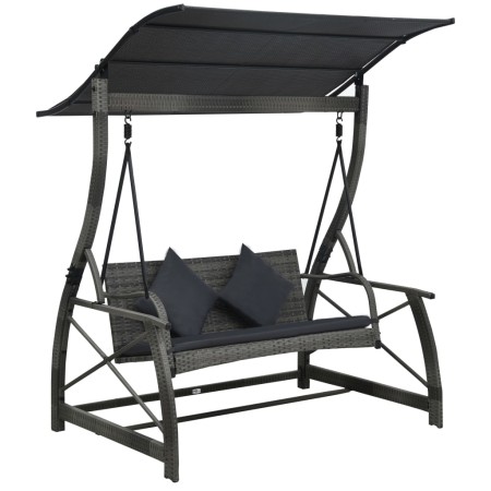 3-Sitzer-Gartenschaukel und graue synthetische Rattan-Markise von vidaXL, Gartenwippen - Ref: Foro24-49229, Preis: 328,18 €, ...