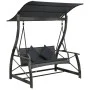 3-seater garden swing swing and gray synthetic rattan awning by vidaXL, Garden rockers - Ref: Foro24-49229, Price: 322,77 €, ...