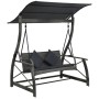 3-Sitzer-Gartenschaukel und graue synthetische Rattan-Markise von vidaXL, Gartenwippen - Ref: Foro24-49229, Preis: 328,18 €, ...