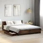 Oak brown engineered wood bed with drawers 120x200 cm by vidaXL, Beds and slatted bases - Ref: Foro24-3279941, Price: 182,15 ...