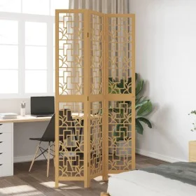 Biombo separador de 3 paneles madera maciza paulownia marrón by vidaXL, Room dividers - Ref: Foro24-358864, Price: 95,23 €, D...