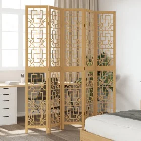 Biombo separador de 5 paneles madera maciza paulownia marrón by vidaXL, Room dividers - Ref: Foro24-358872, Price: 130,20 €, ...