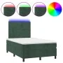 Box spring bed with mattress and LED dark green velvet 120x190cm by vidaXL, Beds and slatted bases - Ref: Foro24-3270320, Pri...