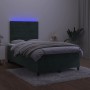 Box spring bed with mattress and LED dark green velvet 120x190cm by vidaXL, Beds and slatted bases - Ref: Foro24-3270320, Pri...