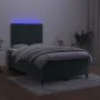 Box spring bed with mattress and LED dark green velvet 120x190cm by vidaXL, Beds and slatted bases - Ref: Foro24-3270320, Pri...
