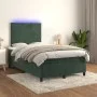 Box spring bed with mattress and LED dark green velvet 120x190cm by vidaXL, Beds and slatted bases - Ref: Foro24-3270320, Pri...