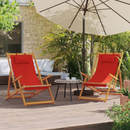 Faltbare Strandstühle, 2 Stück, roter Stoff. von vidaXL, Gartenstühle - Ref: Foro24-3214480, Preis: 122,78 €, Rabatt: %