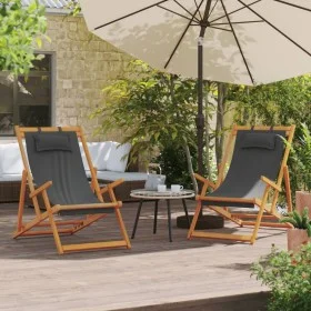 Faltbare Strandstühle, 2 Stück, grauer Stoff. von vidaXL, Gartenstühle - Ref: Foro24-3214482, Preis: 134,38 €, Rabatt: %