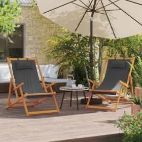 Faltbare Strandstühle, 2 Stück, grauer Stoff. von vidaXL, Gartenstühle - Ref: Foro24-3214482, Preis: 116,41 €, Rabatt: %