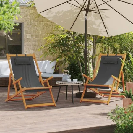 Faltbare Strandstühle, 2 Stück, grauer Stoff. von vidaXL, Gartenstühle - Ref: Foro24-3214482, Preis: 134,30 €, Rabatt: %
