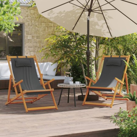 Faltbare Strandstühle, 2 Stück, grauer Stoff. von vidaXL, Gartenstühle - Ref: Foro24-3214482, Preis: 116,41 €, Rabatt: %