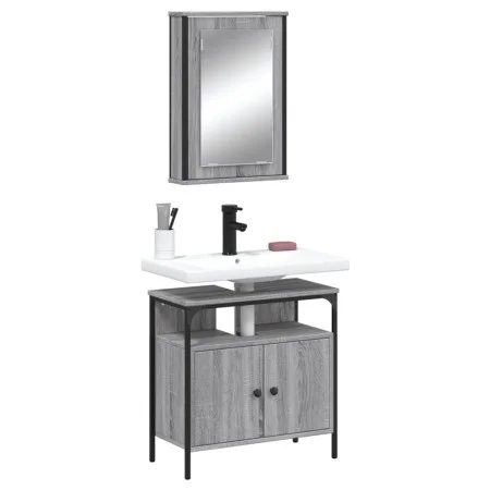Set de muebles de baño 2 pzas madera contrachapada gris sonoma by vidaXL, Bathroom furniture - Ref: Foro24-3214778, Price: 98...