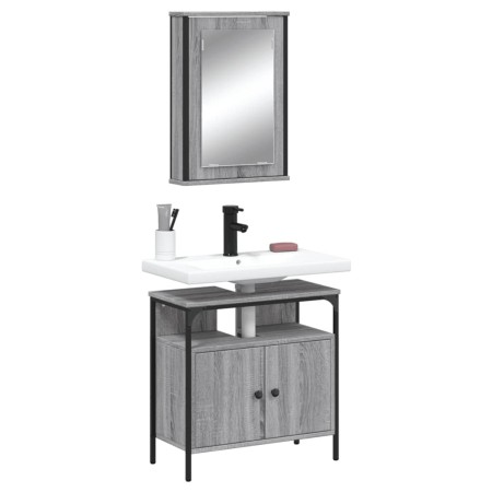 Set de muebles de baño 2 pzas madera contrachapada gris sonoma by vidaXL, Bathroom furniture - Ref: Foro24-3214778, Price: 98...