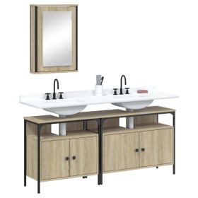 Set de muebles de baño 3 pzas madera contrachapada roble Sonoma