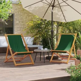 Sillas de playa plegables 2 unidades tela verde by vidaXL, Garden chairs - Ref: Foro24-3214496, Price: 119,52 €, Discount: %