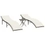 Liegestühle mit Tisch 2 Stück aus braunem synthetischem Rattan von vidaXL, Liegen - Ref: Foro24-368252, Preis: 247,07 €, Raba...