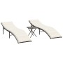 Tumbonas con mesita 2 unidades ratán sintético marrón by vidaXL, Loungers - Ref: Foro24-368252, Price: 158,04 €, Discount: %
