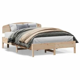 Bed frame with solid pine wood headboard 140x200 cm by vidaXL, Beds and slatted bases - Ref: Foro24-3207209, Price: 157,18 €,...