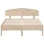 Bed frame with solid pine wood headboard 140x200 cm by vidaXL, Beds and slatted bases - Ref: Foro24-3207209, Price: 157,14 €,...