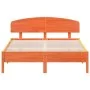 Bed frame with wax brown pine wood headboard 120x200 cm by vidaXL, Beds and slatted bases - Ref: Foro24-3207216, Price: 176,7...