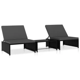 Reclining garden chairs with table 2 pcs black PE rattan by vidaXL, Loungers - Ref: Foro24-47402, Price: 212,95 €, Discount: %