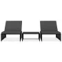 Sillas de jardín reclinables con mesa 2 uds ratán PE negro de vidaXL, Tumbonas - Ref: Foro24-47402, Precio: 212,90 €, Descuen...