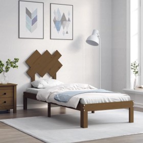 Estructura de cama con cabecero madera maciza marr