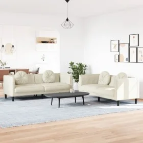 Zweiteiliges Sofaset mit cremefarbenen Samtkissen. von vidaXL, Sofas - Ref: Foro24-3209264, Preis: 524,27 €, Rabatt: %
