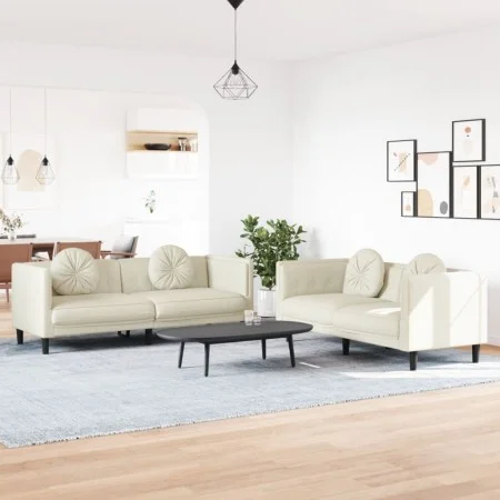 Zweiteiliges Sofaset mit cremefarbenen Samtkissen. von vidaXL, Sofas - Ref: Foro24-3209264, Preis: 524,27 €, Rabatt: %