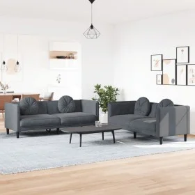 Zweiteiliges Sofaset mit dunkelgrauen Samtkissen. von vidaXL, Sofas - Ref: Foro24-3209258, Preis: 469,58 €, Rabatt: %