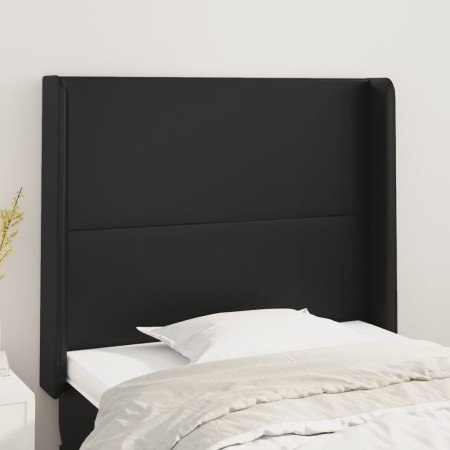 Cabecero con orejas de cuero sintético negro 83x16x118/128 cm en Cabeceros y pies de cama | Comprar online en Foro24