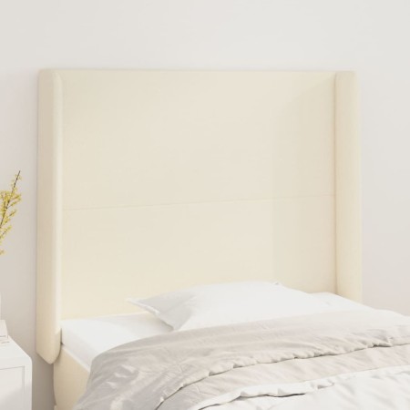 Cabecero con orejas cuero sintético crema 83x16x118/128cm