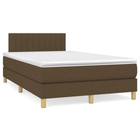 Cama box spring con colchón tela marrón oscuro 120x190 cm