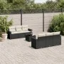 Garten-Essgruppe 7-teilig mit schwarzen Polstern aus synthetischem Rattan. von vidaXL, Modulare Sofas für den Außenbereich - ...