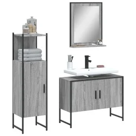 Set de muebles de baño 3 pzas madera contrachapada gris sonoma de vidaXL, Muebles de baño - Ref: Foro24-3214352, Precio: 143,...