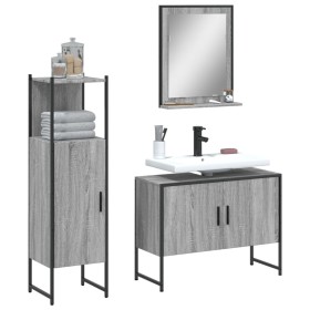 Set de muebles de baño 3 pzas madera contrachapada gris sonoma by vidaXL, Bathroom furniture - Ref: Foro24-3214352, Price: 14...
