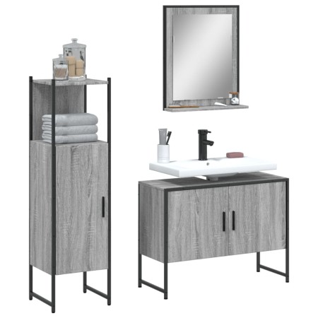 Set de muebles de baño 3 pzas madera contrachapada gris sonoma by vidaXL, Bathroom furniture - Ref: Foro24-3214352, Price: 14...