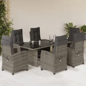 Set comedor jardín 7 pzas y cojines ratán sintético gris by vidaXL, Garden sets - Ref: Foro24-3212924, Price: 1,00 €, Discoun...