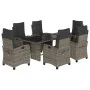 Garten-Essgruppe, 7-teilig, mit grauen Polstern aus synthetischem Rattan. von vidaXL, Gartensets - Ref: Foro24-3212924, Preis...