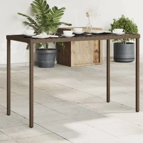 Mesa de jardín superficie vidrio ratán PE marrón 115x54x74 cm by vidaXL, Garden tables - Ref: Foro24-365074, Price: 74,35 €, ...