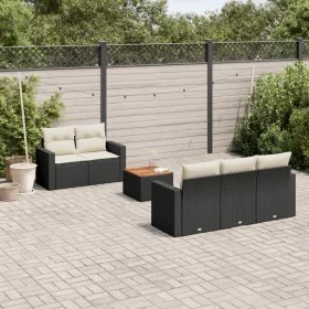 6-teiliges Gartensofa-Set und Kissen aus schwarzem Kunststoff-Rattan. von vidaXL, Gartensets - Ref: Foro24-3256336, Preis: 38...