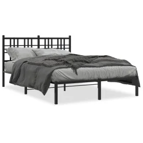 Bettgestell mit schwarzem Metallkopfteil 140x200 cm von vidaXL, Betten und Lattenroste - Ref: Foro24-376325, Preis: 109,87 €,...