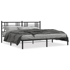 Bettgestell mit schwarzem Metallkopfteil 200x200 cm von vidaXL, Betten und Lattenroste - Ref: Foro24-376331, Preis: 126,09 €,...