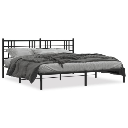 Bettgestell mit schwarzem Metallkopfteil 200x200 cm von vidaXL, Betten und Lattenroste - Ref: Foro24-376331, Preis: 126,09 €,...