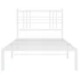 Metal bed frame with white headboard 90x190 cm by vidaXL, Beds and slatted bases - Ref: Foro24-376365, Price: 69,12 €, Discou...