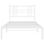 Metal bed frame with white headboard 100x190 cm by vidaXL, Beds and slatted bases - Ref: Foro24-376367, Price: 70,05 €, Disco...